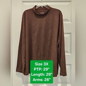 St. John's Bay Long Sleeve Mock Turtle Neck Top, NWT, Size 3X